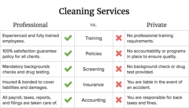professional cleaning service or private cleaning service